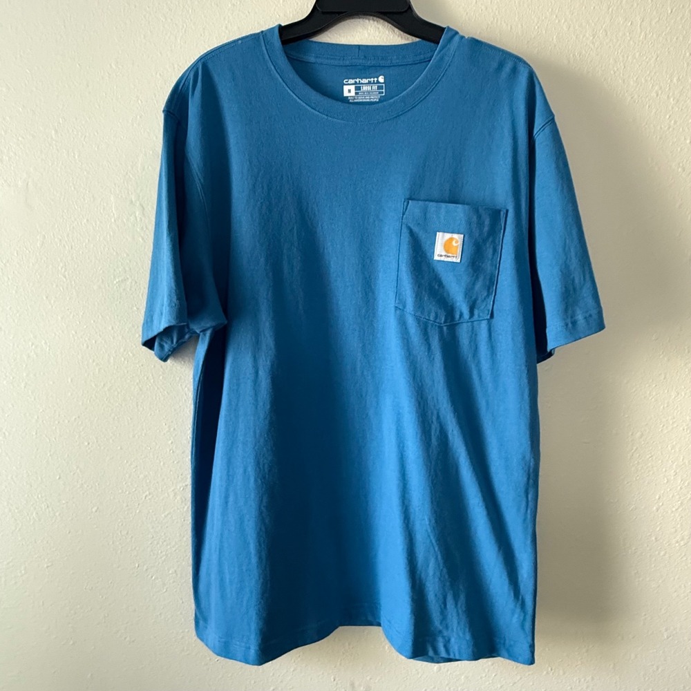 Carhartt Mens K87 Loose Fit Heavyweight Pocket T-Shirt Blue Size M